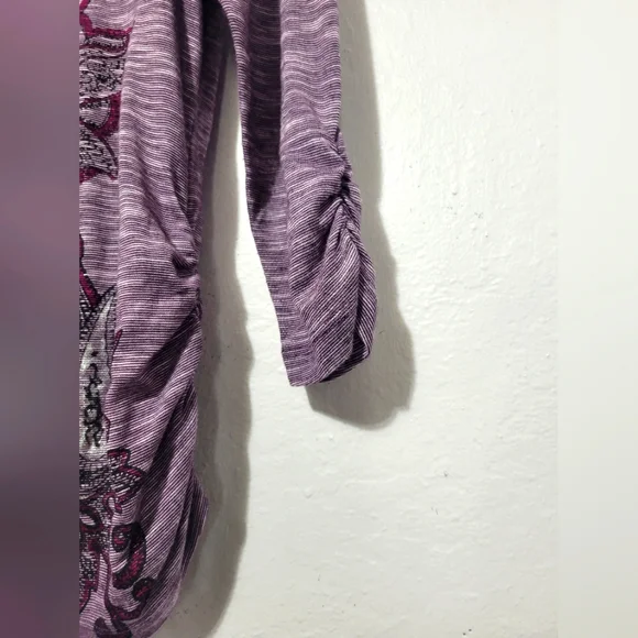 Style & Co Women's Purple Paisley Sequin Top Size Petite Medium - Picture 3 of 5